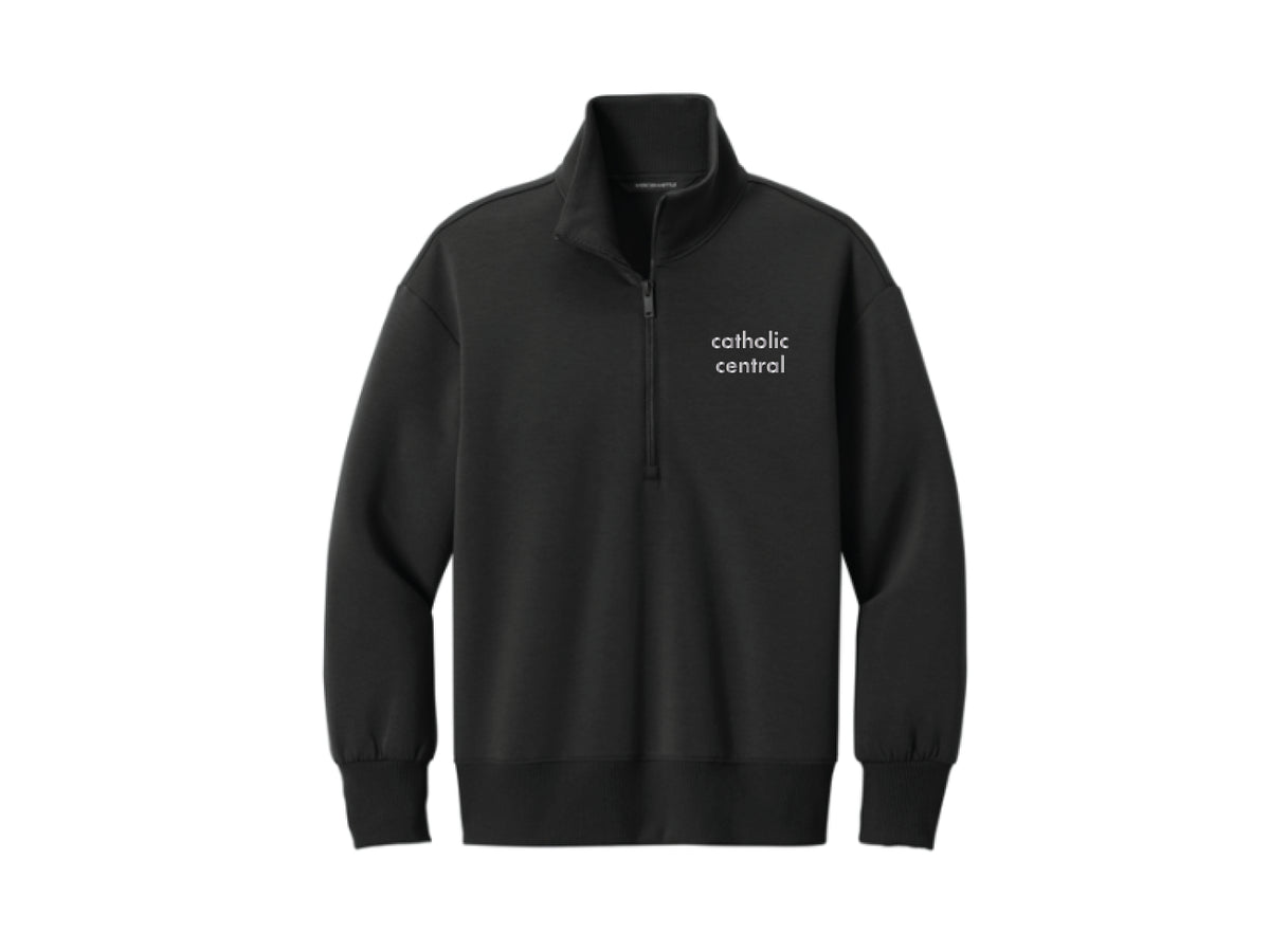 Black Quarter Zip with Silver Metallic Catholic Central