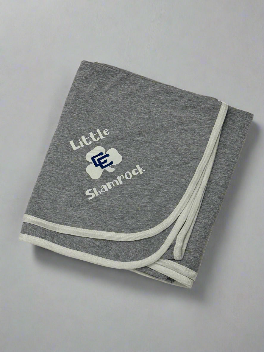 Baby Receiving Blanket -  Light Blue or Gray/White