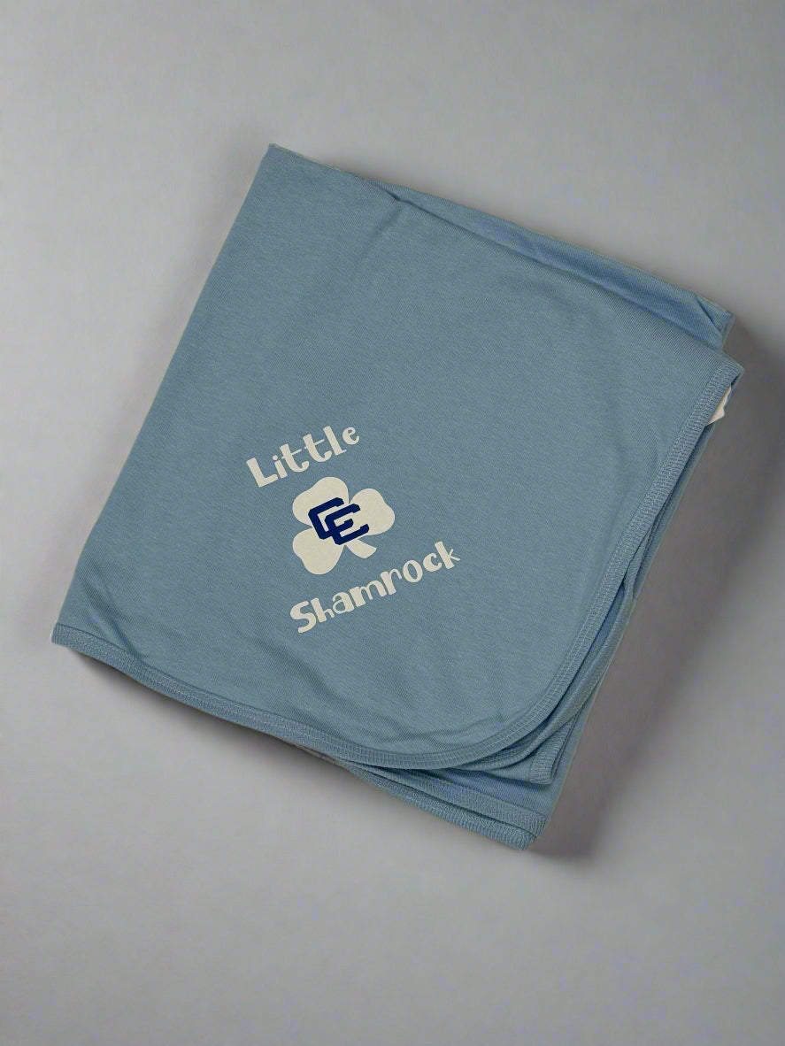 Baby Receiving Blanket -  Light Blue or Gray/White