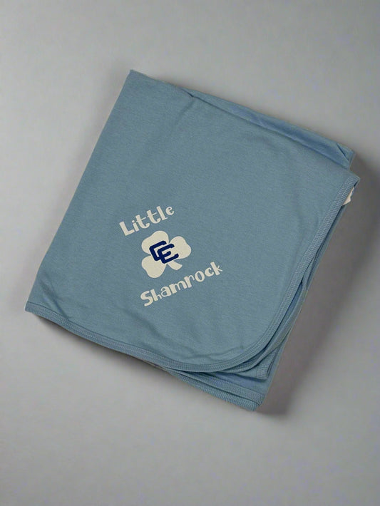 Baby Receiving Blanket -  Light Blue or Gray/White