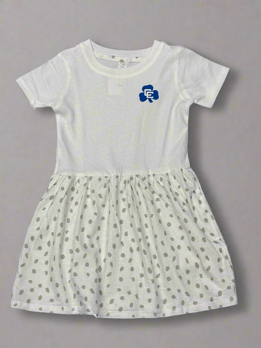 Toddler Dress- White w/Gray Dots
