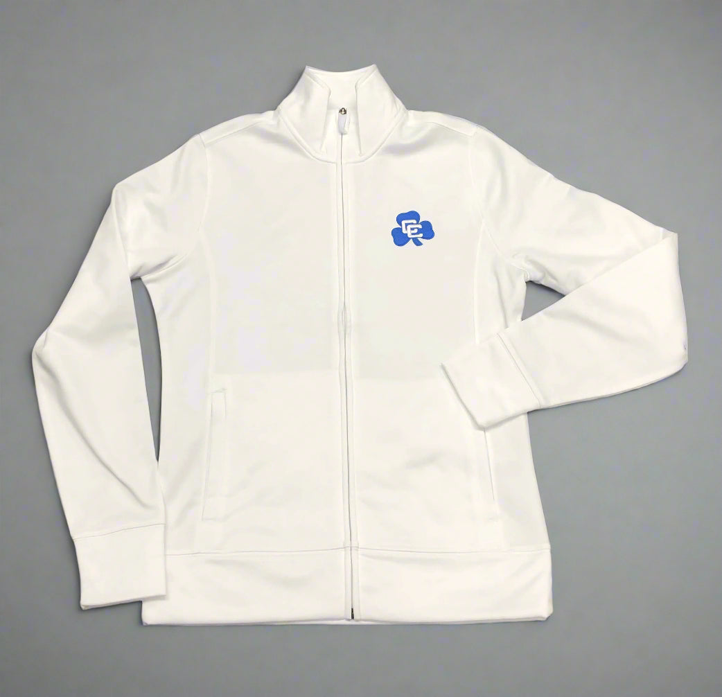 White Full Zip w/Shamrock and Cross