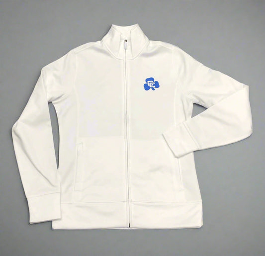 White Full Zip w/Shamrock and Cross