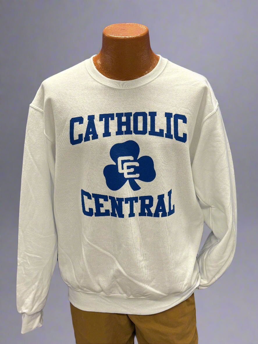 Jerzees Crewneck- White w/Shamrock