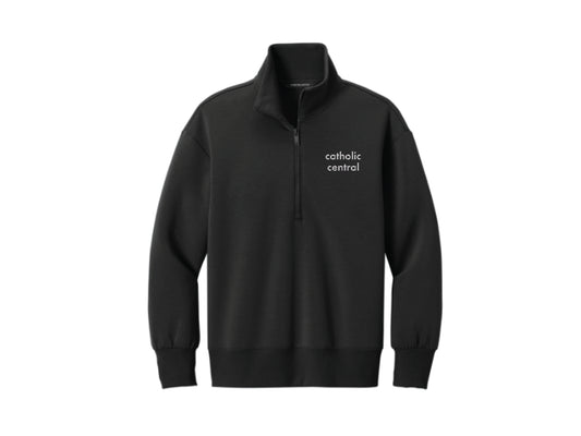 Black Quarter Zip with Silver Metallic Catholic Central