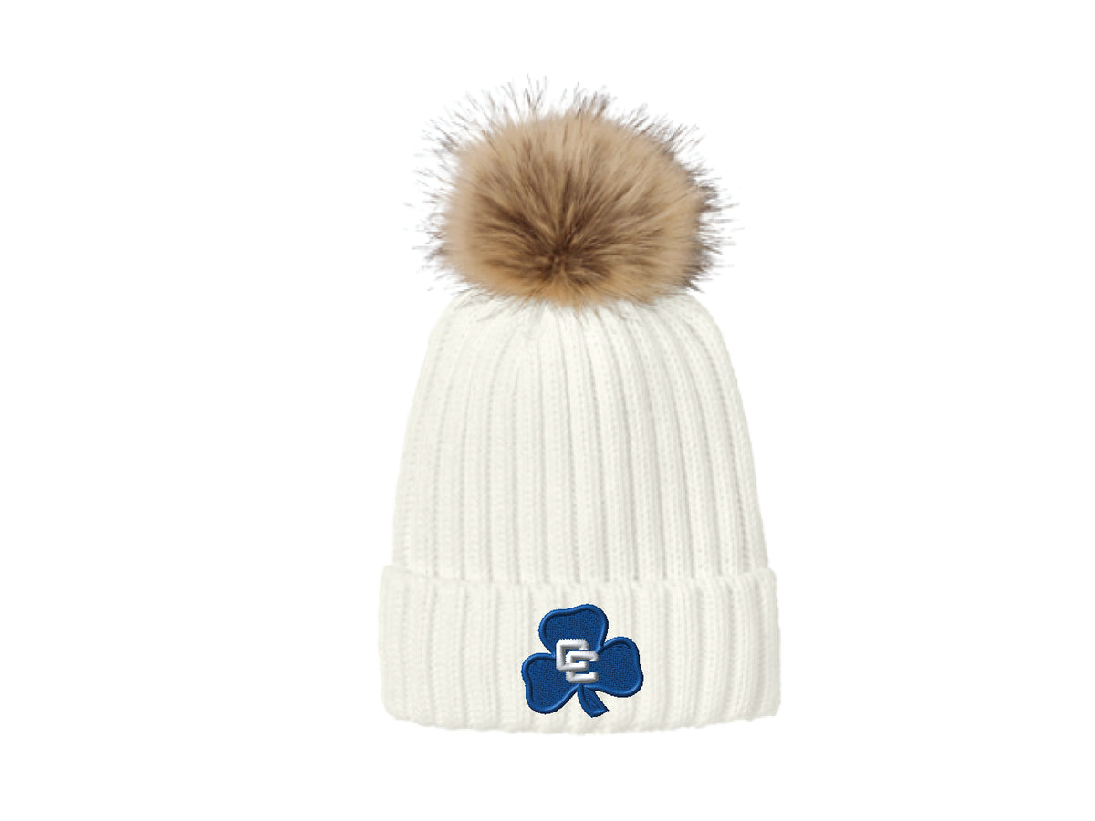 Ivory Beanie with CC Shamrock
