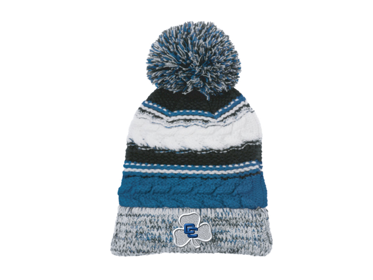 Multicolor Pom Beanie with CC Shamrock