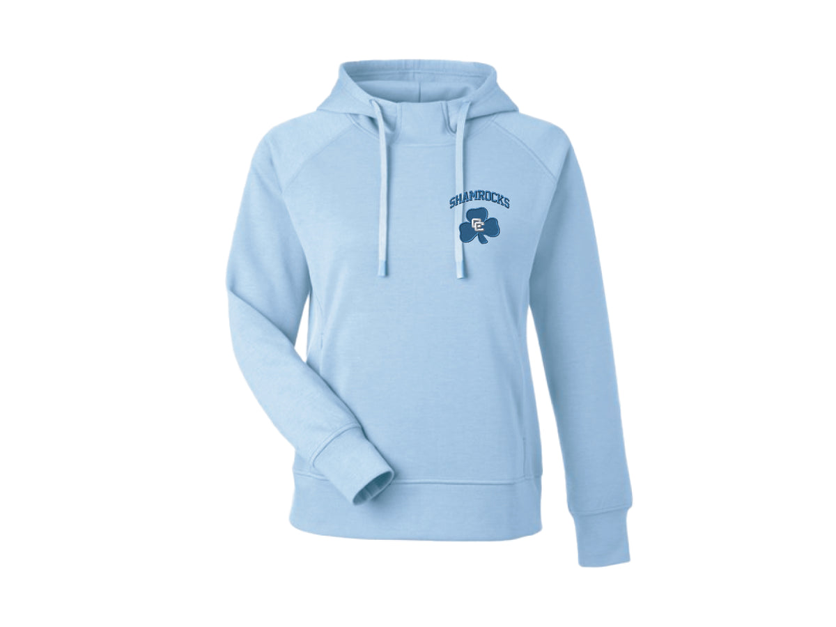 Light Blue Fleece Hoodie with CC Shamrock