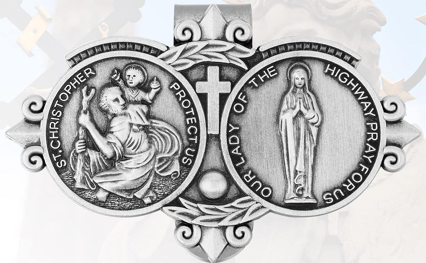 St. Christopher/Blessed Mother Visor Clip