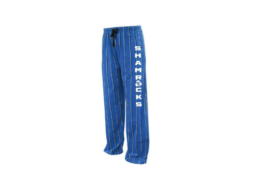 Blue Striped Flannel Pants with Shamrocks