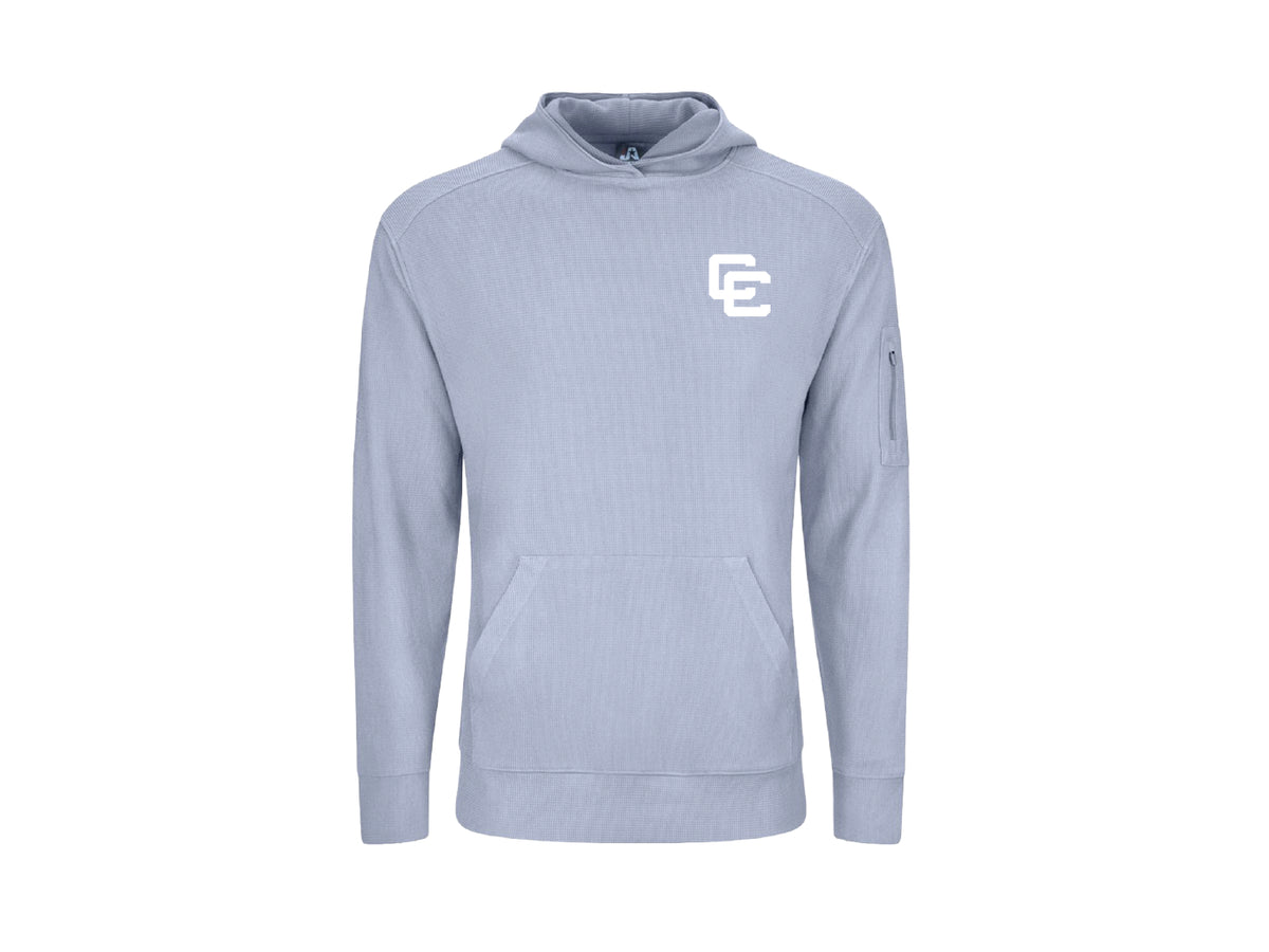Gray Hooded Pullover with Interlocking CC