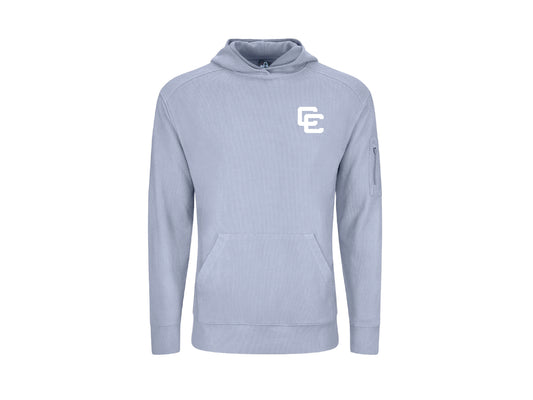Gray Hooded Pullover with Interlocking CC