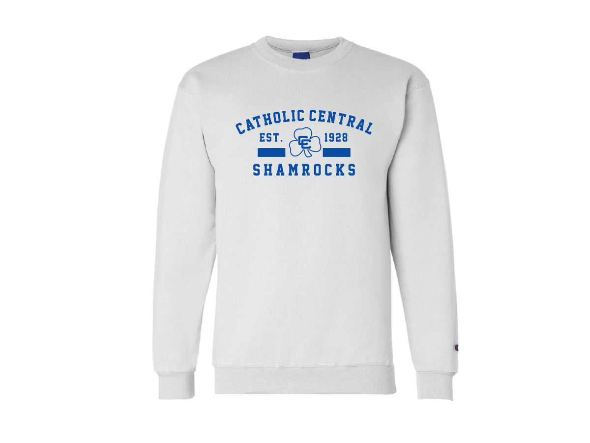 White Crewneck with Est. 1928 Shamrocks