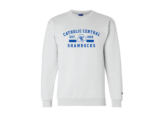 White Crewneck with Est. 1928 Shamrocks