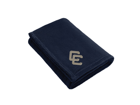 Navy Plush Blanket with Interlocking CC