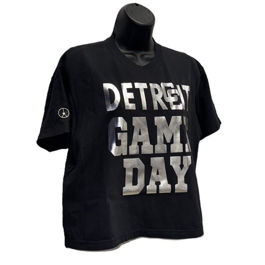 Love Peace Threads Black/Silver Crop Tee