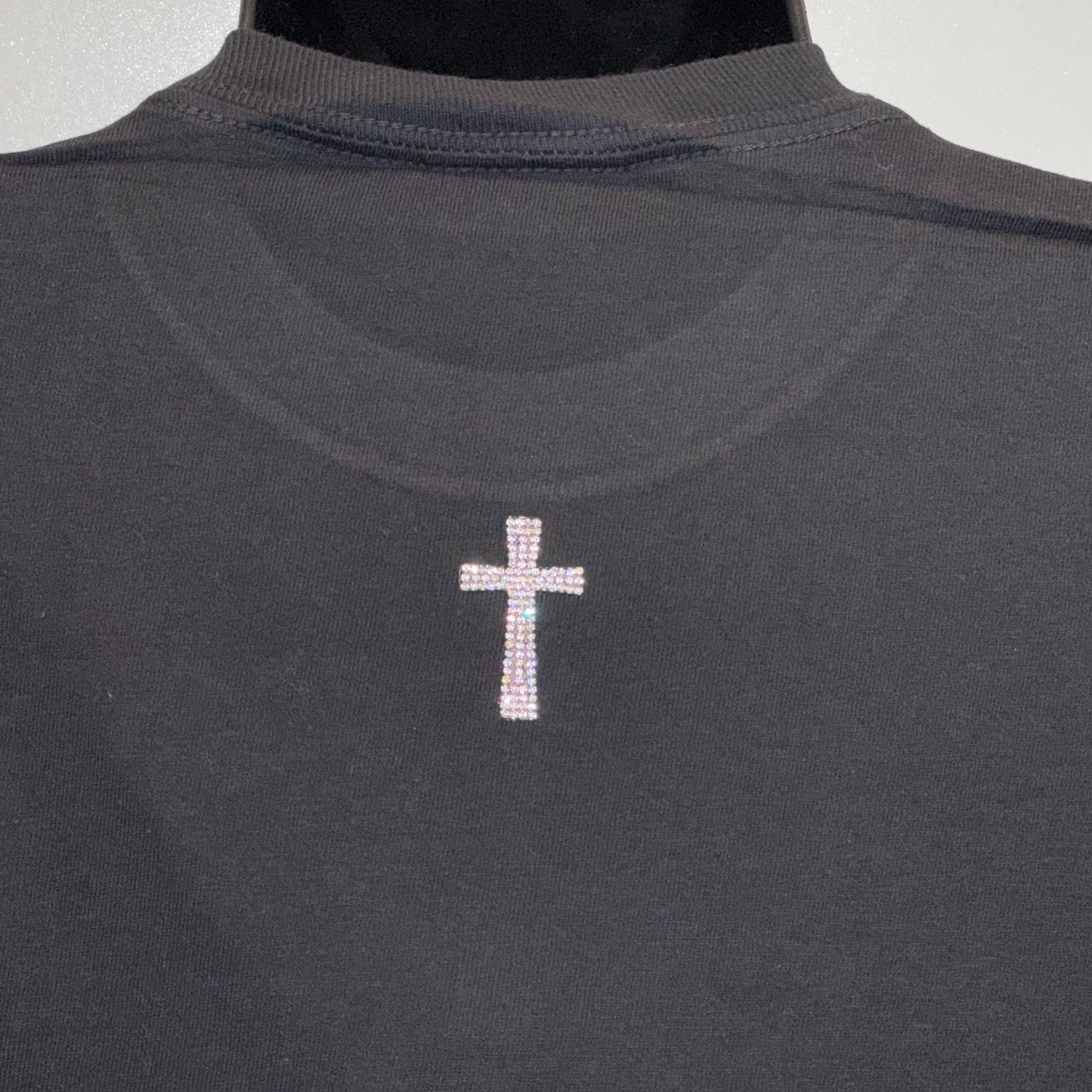 Love Peace Threads Black/Silver Crop Tee