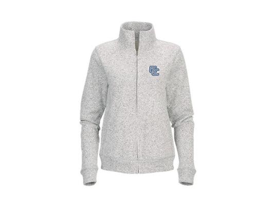 Gray Fleece Full Zip Jacket with Interlocking CC
