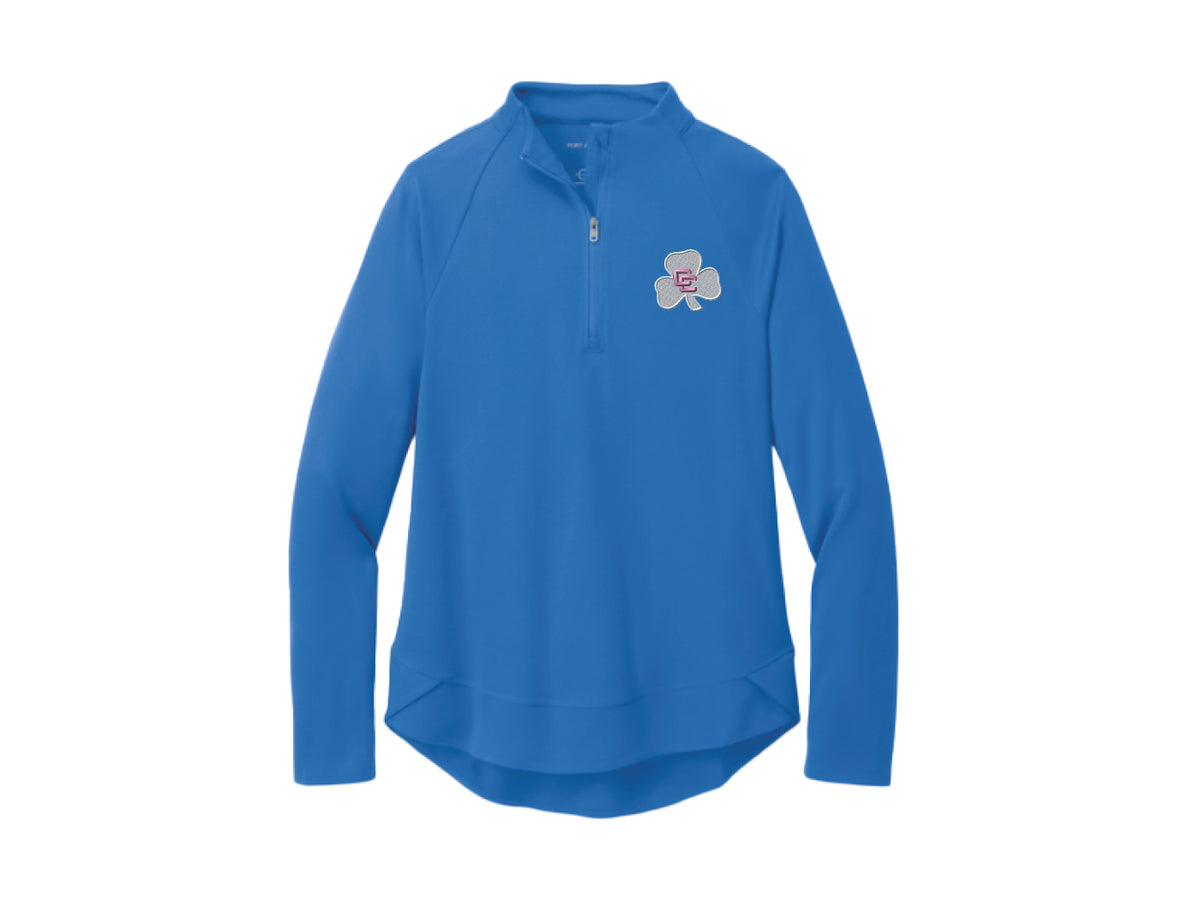 Royal Blue Quarter Zip with Pink CC Shamrock