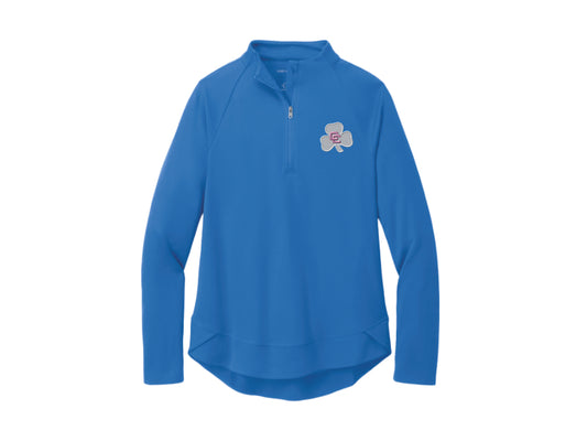 Royal Blue Quarter Zip with Pink CC Shamrock