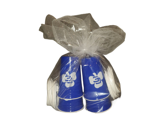 Royal Blue Reuseable Solo Cups with Lids (Set of 4)