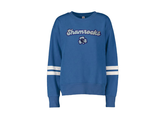 Blue Varsity Crewneck with Shamrocks Patch
