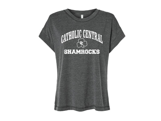 Black Tee with Distressed CC Shamrocks arch