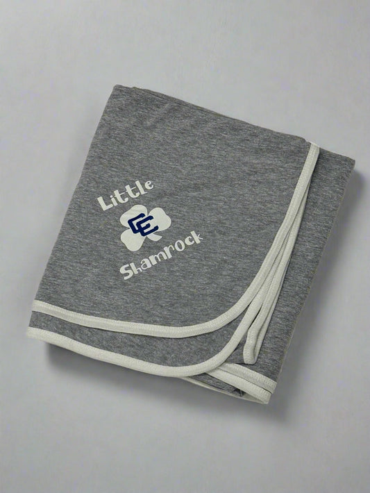 Baby Receiving Blanket -  Light Blue or Gray/White