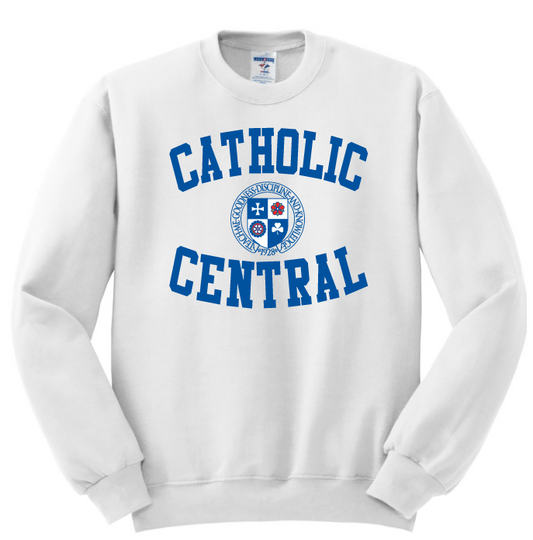 Jerzees Crewneck- White w/Crest