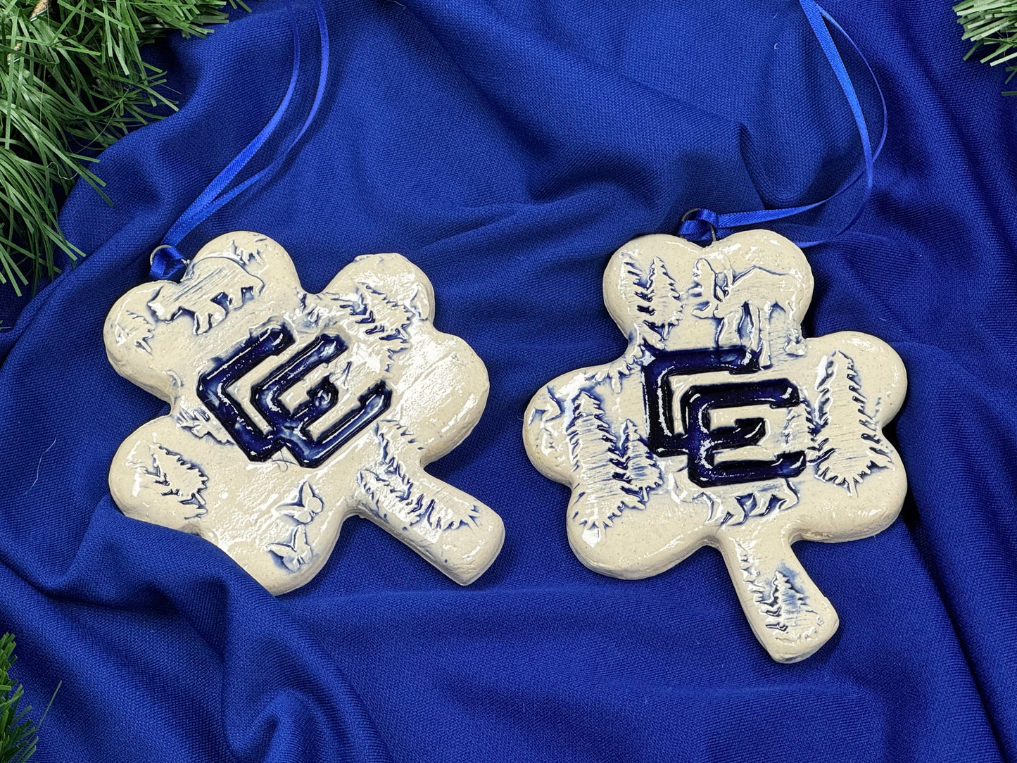 CC Shamrock Winter Scene Clay Ornament